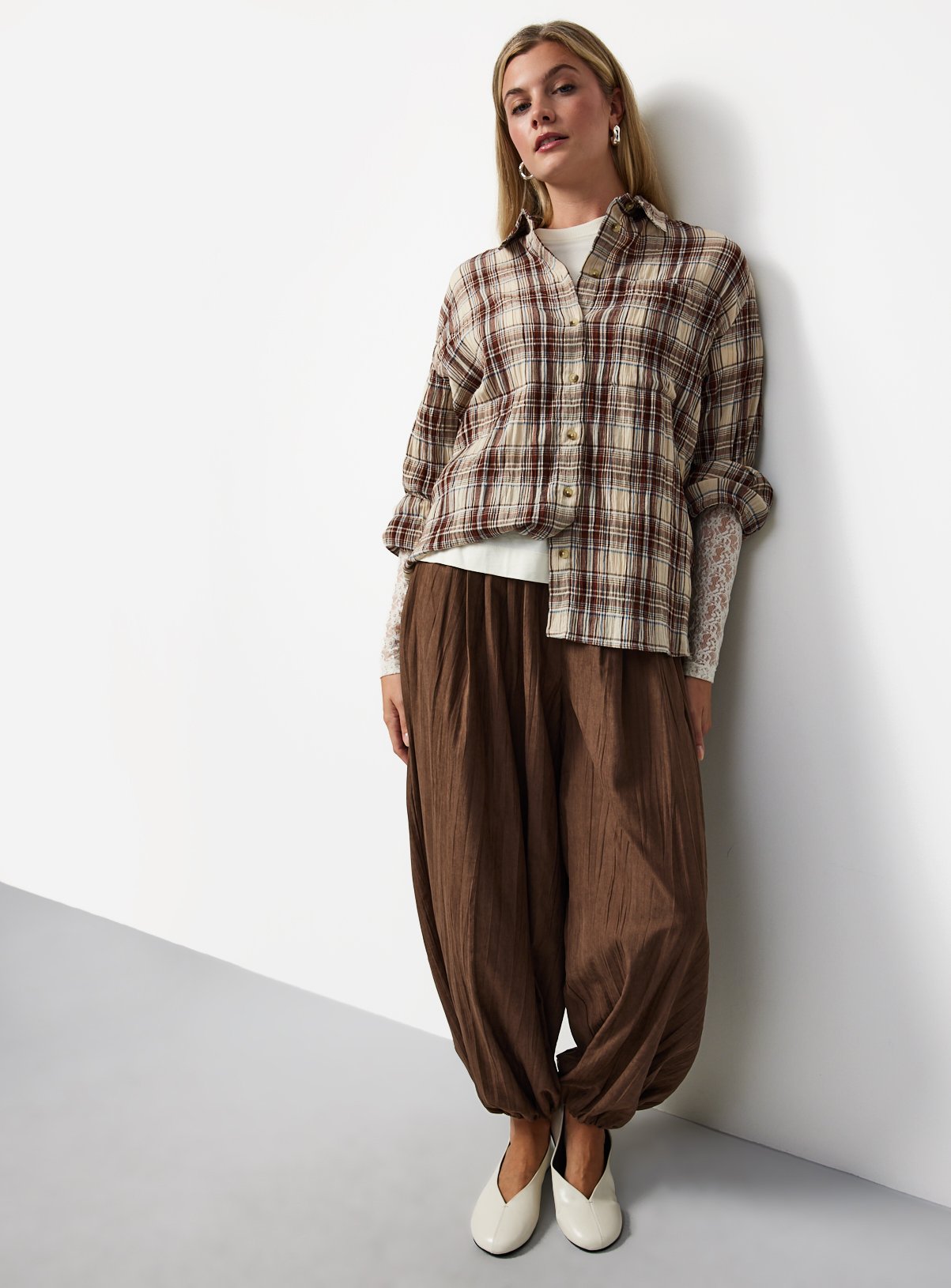 Brown Checked Long Sleeve Shirt 10 - Image 2 thumbnail
